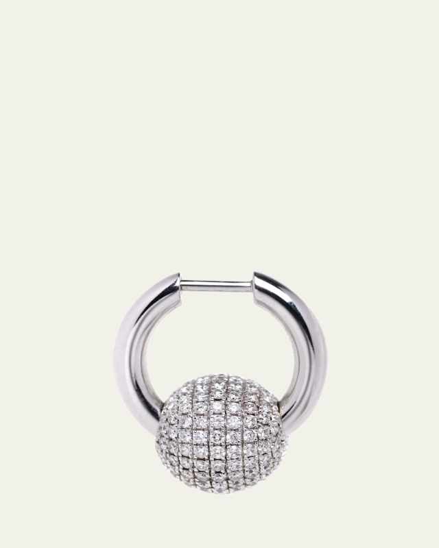PIERCING Large Ball Pave Earring in 14K Gold with White Diamonds, Single
